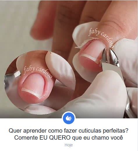 Alicate de cutícula posicionado no canto da unha